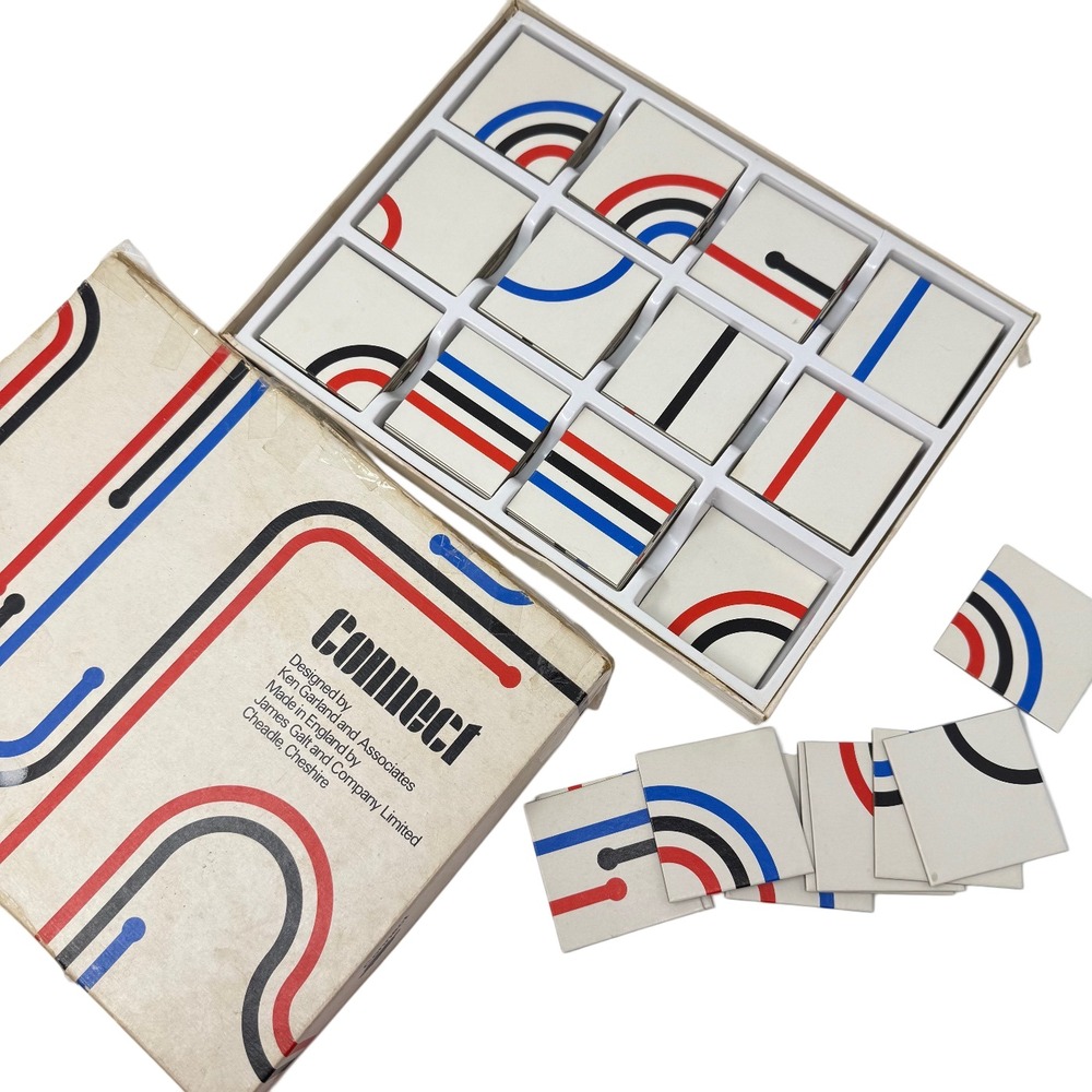 Connect Game by Ken Garland, Vintage 1969 –‎ 135/140 Tiles – Original Box (Read)